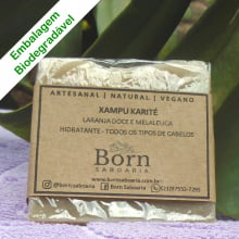 Xampu em Barra Natural e Vegano - Manteiga de Karité - Hidratante - Todos os Tipos de Cabelos - Born Saboaria